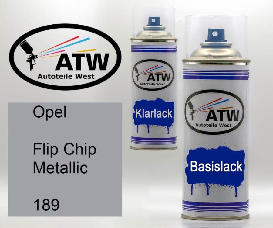 Opel, Flip Chip Metallic, 189: 400ml Sprühdose + 400ml Klarlack - Set, von ATW Autoteile West.